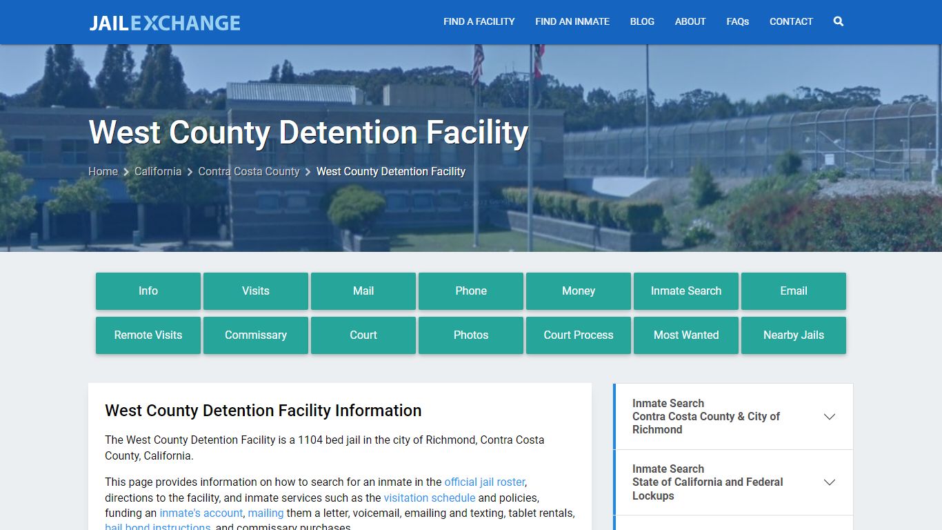 West County Detention Facility, CA Inmate Search, Information